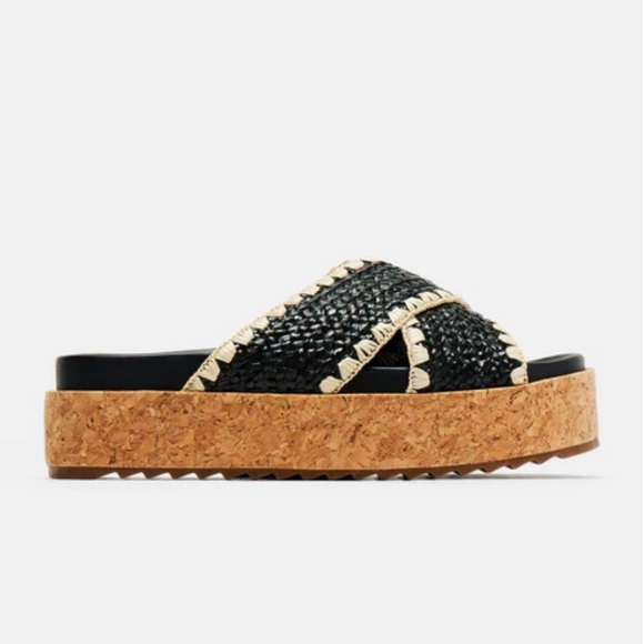 NWT Black Platform Cork Sandals Women’s 8 - Picture 3 of 6
